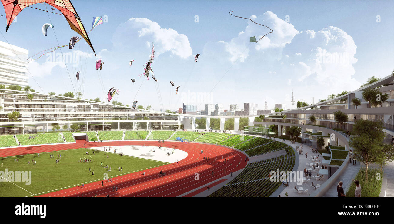 Handout An Undated Handout Shows A Visualisation Of The Planned Olympic Stadium On The Kleiner Grasbrook In Hamburg Germany After The Olympic Games In 2024 Around Two Months Before The Olympics