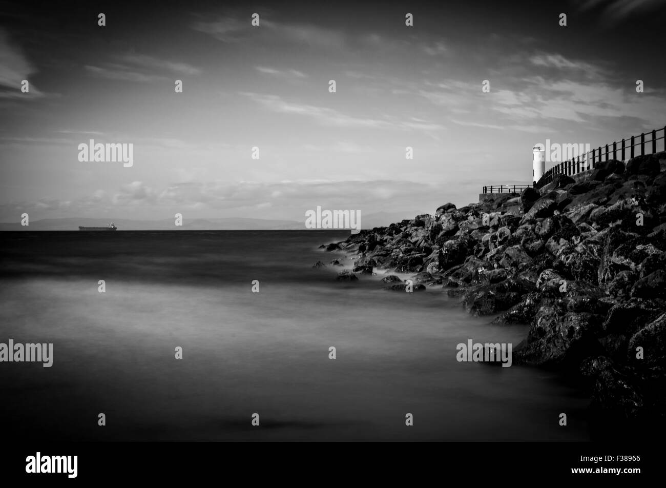 A long exposure photograph of the Ayr waters. Stock Photo