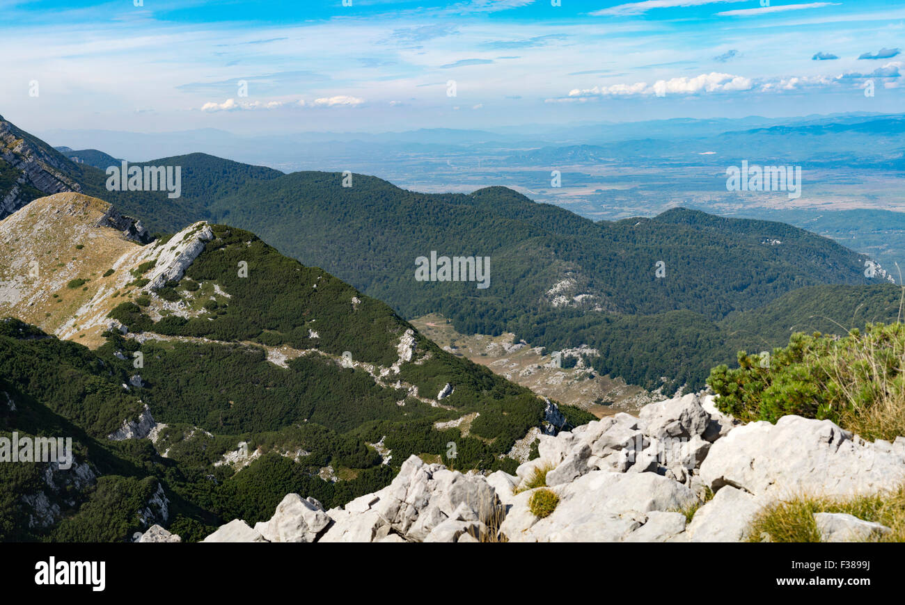 Karst and woodland in the southern region of the Velebit mountain range, Paklenica National Park, Croatia. Stock Photo