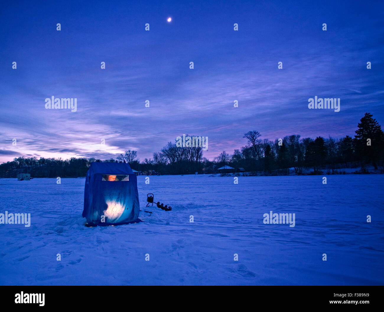Ice fishing on Medicine Lake, Minneapolis, Minnesota Stock Photo Alamy