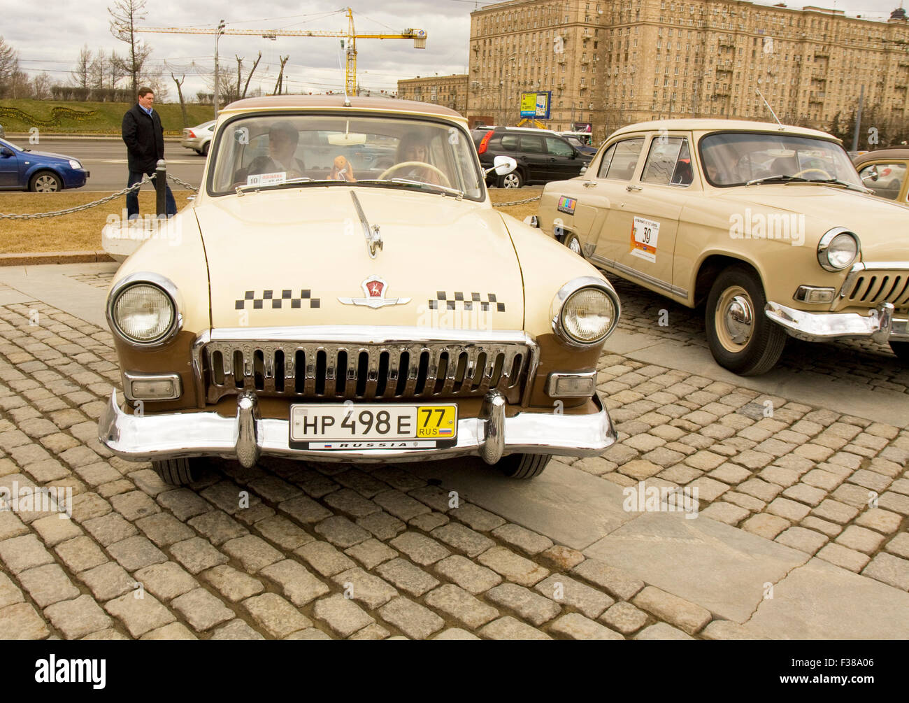 MOSCOW APRIL 21 Russian retro car Volga GAS on rally of classical