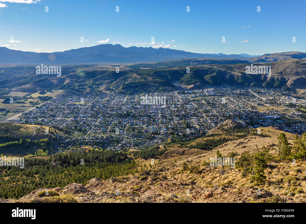 View from the top of the mountain, Esquel, Patagonia, Argentina Stock Photo