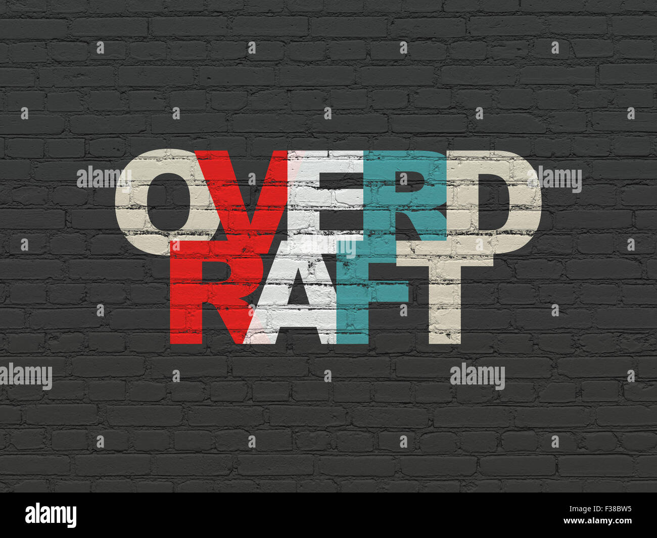 Finance concept: Overdraft on wall background Stock Photo - Alamy