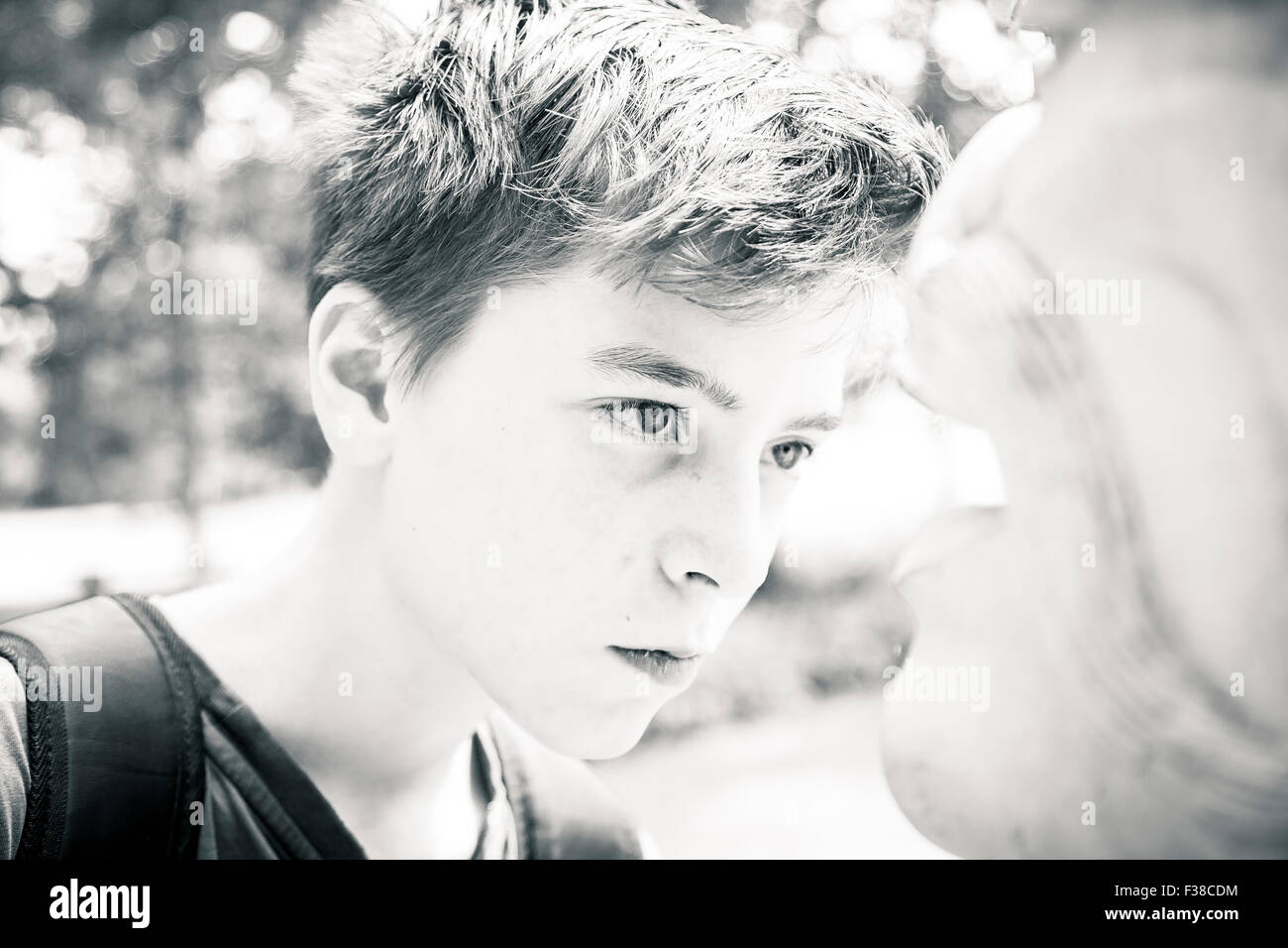 black and white portrait of a teenage boy Stock Photo - Alamy