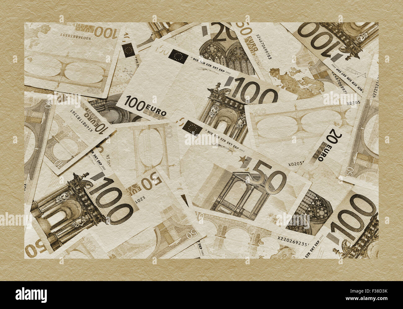 Many Euro Banknotes are next to each other Stock Photo