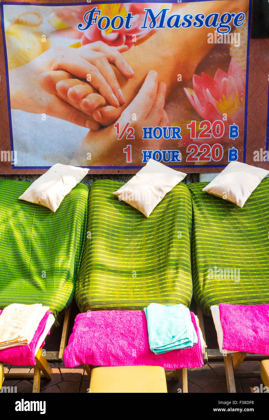 Foot massage in Thailand Stock Photo