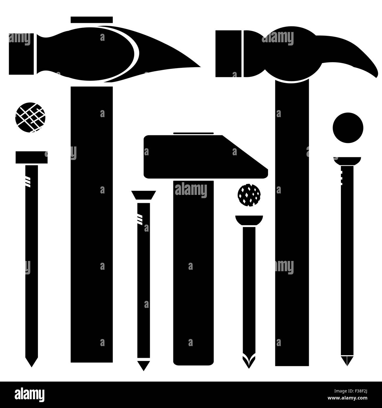 Claw hammer nails Black and White Stock Photos & Images - Alamy