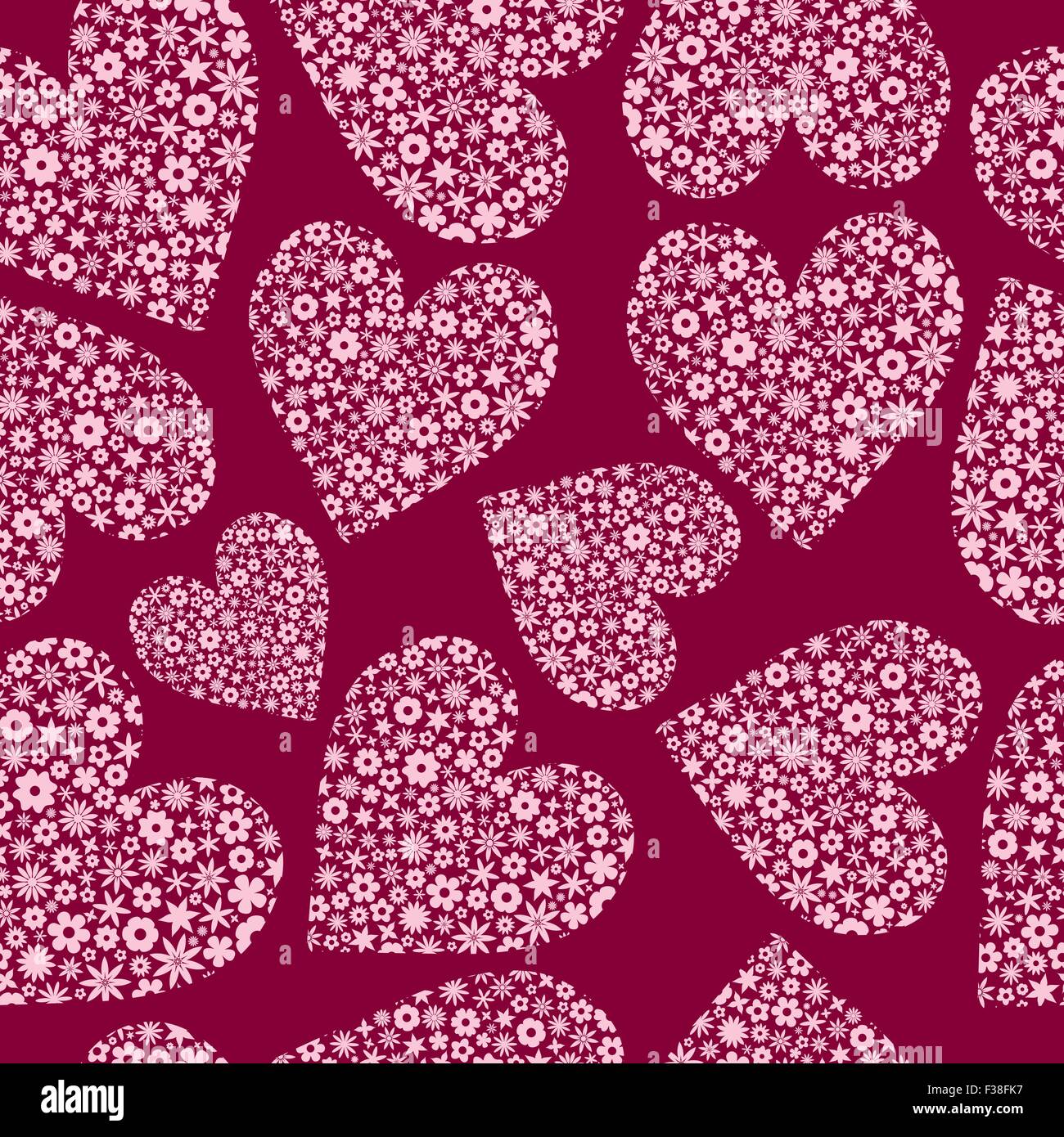 Seamless Tile of Flower Filled Hearts Stock Vector Image & Art - Alamy