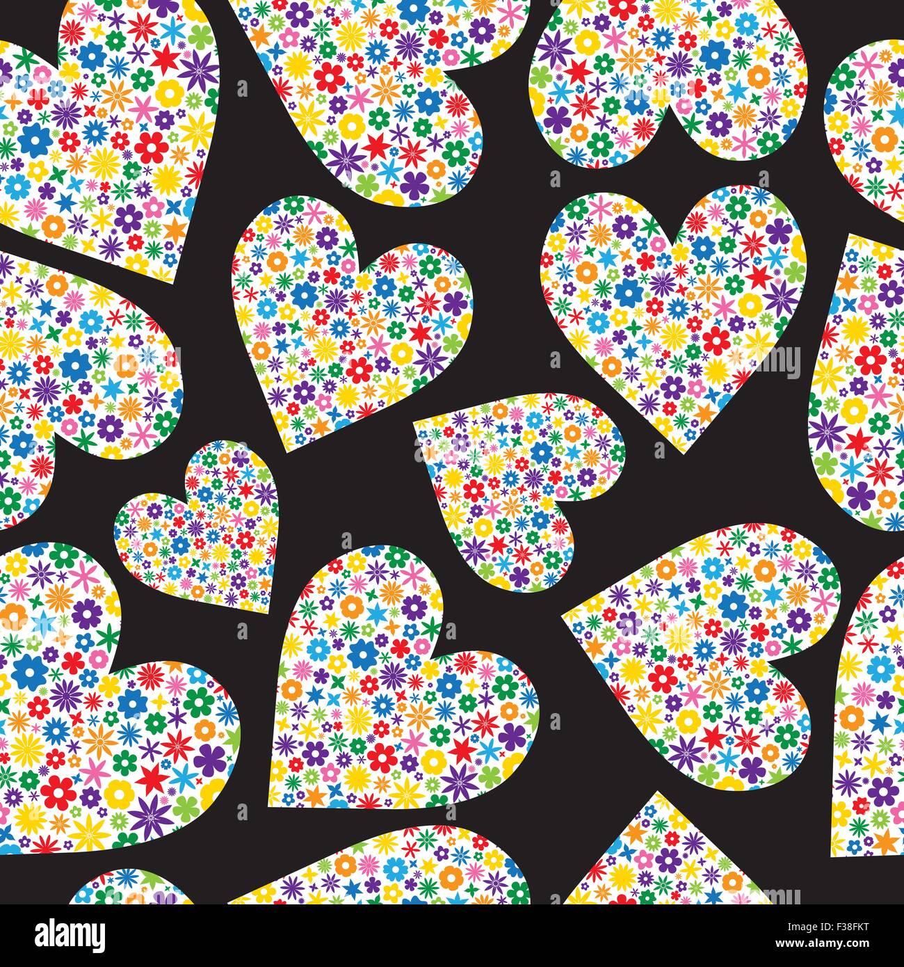 Seamless Tile of Flower Filled Hearts Stock Vector Image & Art - Alamy