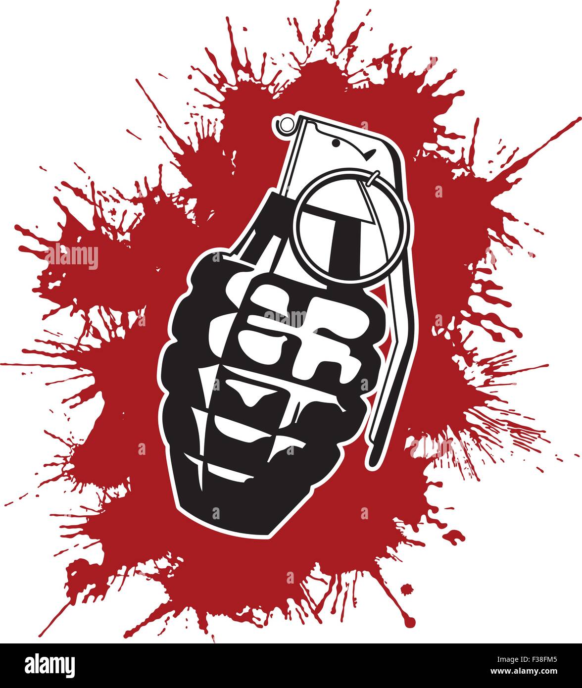 Grenade with splattered blood Stock Vector