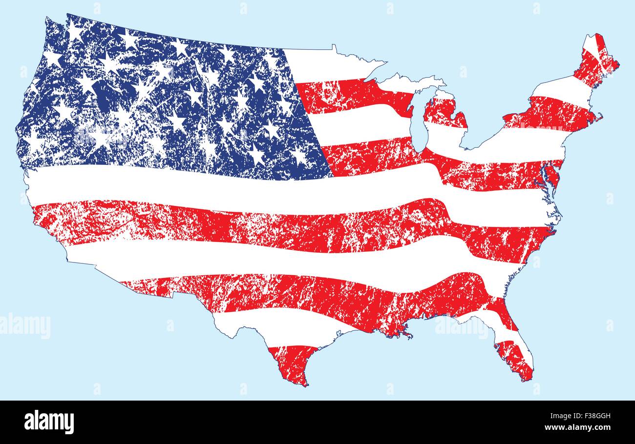 United States Map with Flag and Grunge Stock Vector Image & Art - Alamy