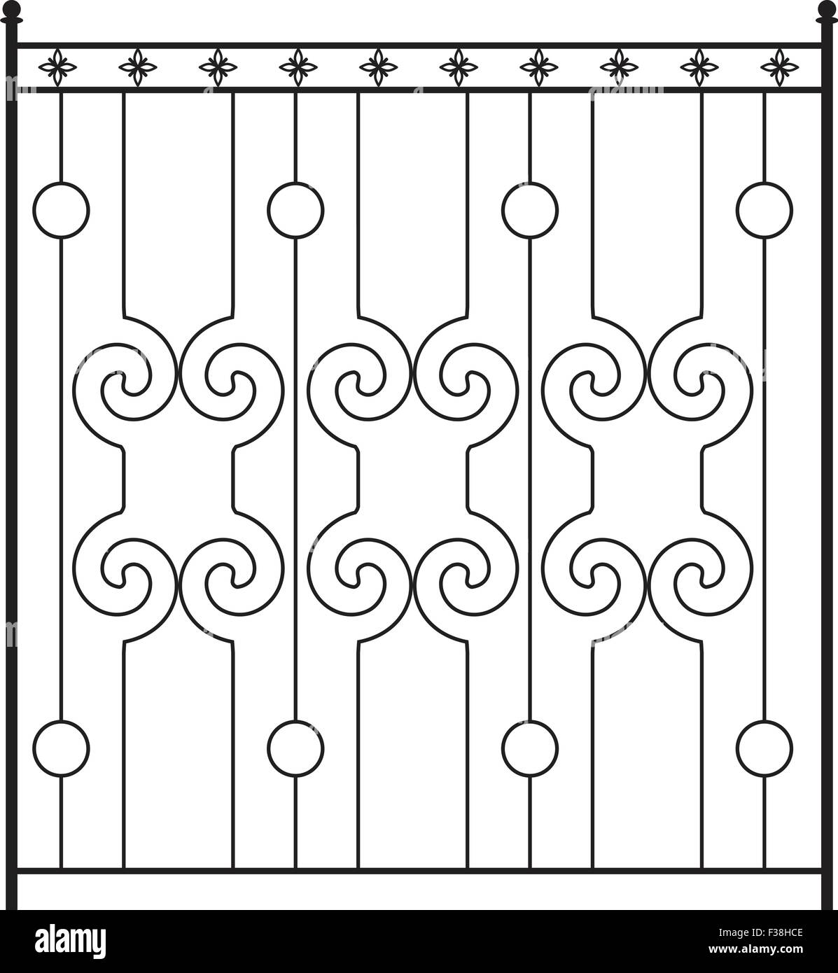 Wrought Iron Gate, Door, Fence, Window, Grill, Railing Design Vector