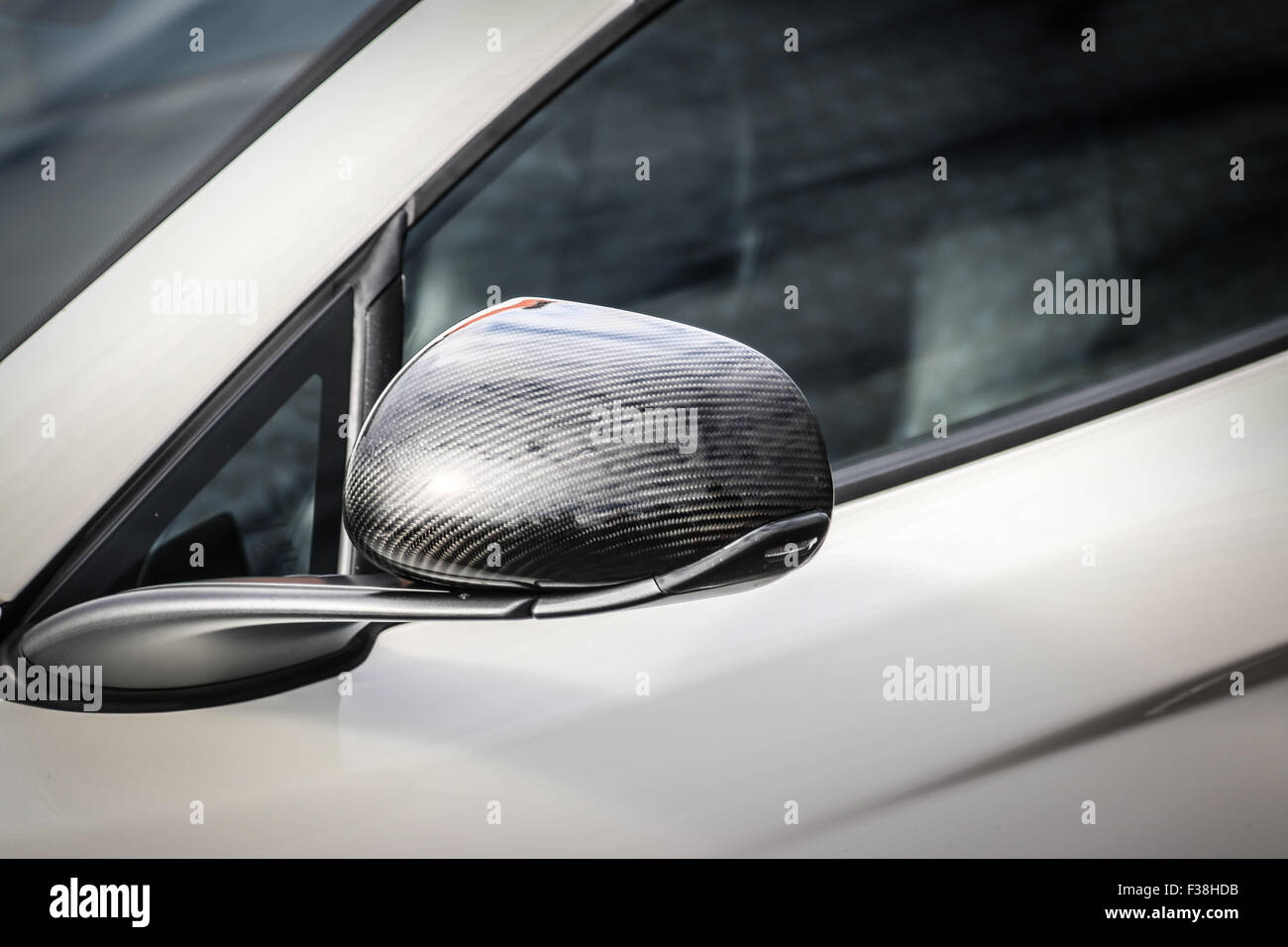 Carbon fiber wing mirror from Maclaren MP4 12C Stock Photo Alamy