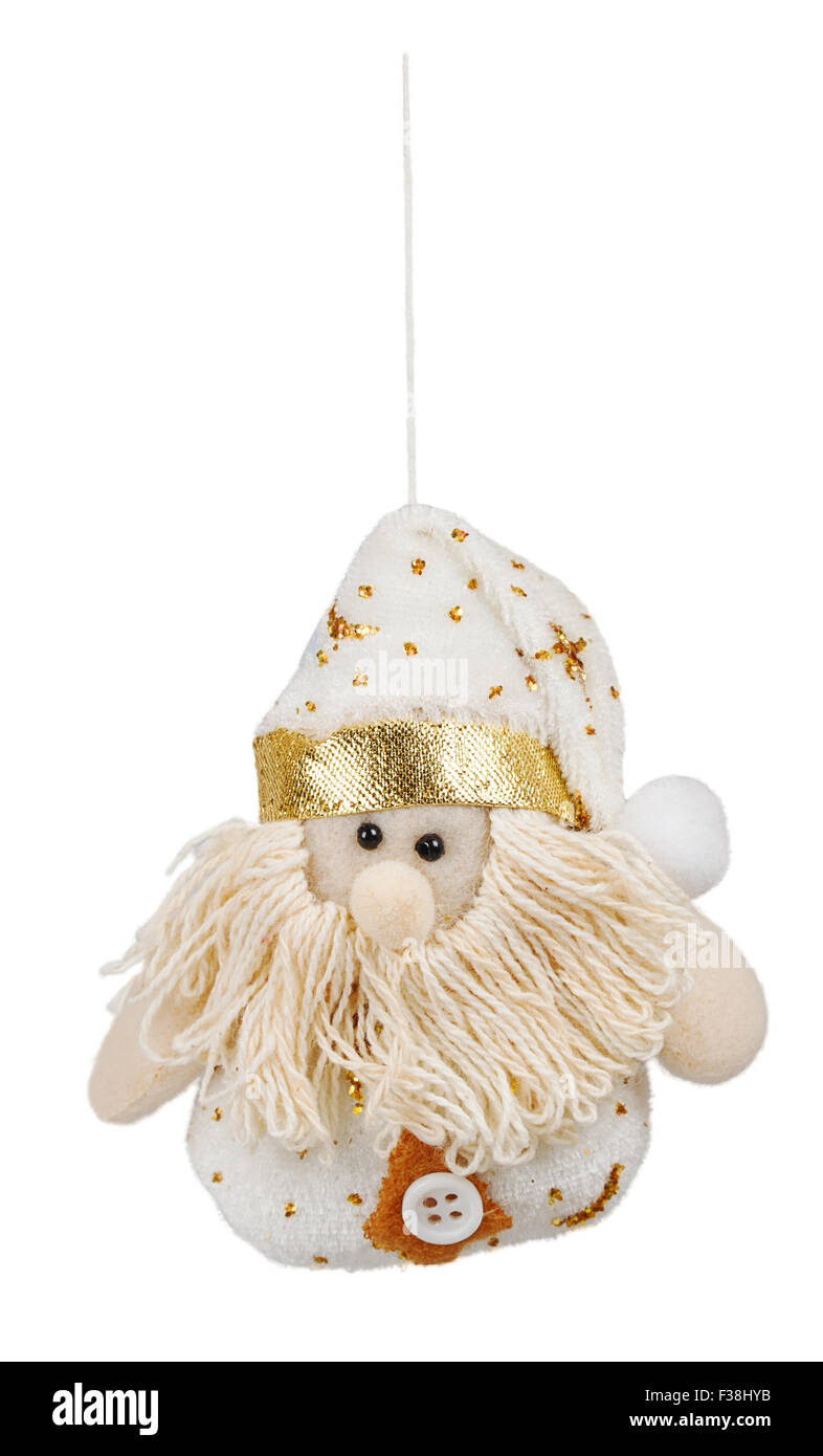 Textile Christmas Santa Claus on a rope isolated on white background ...