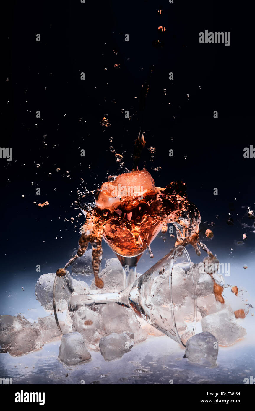 cold splashing water drink with ice cube Stock Photo - Alamy