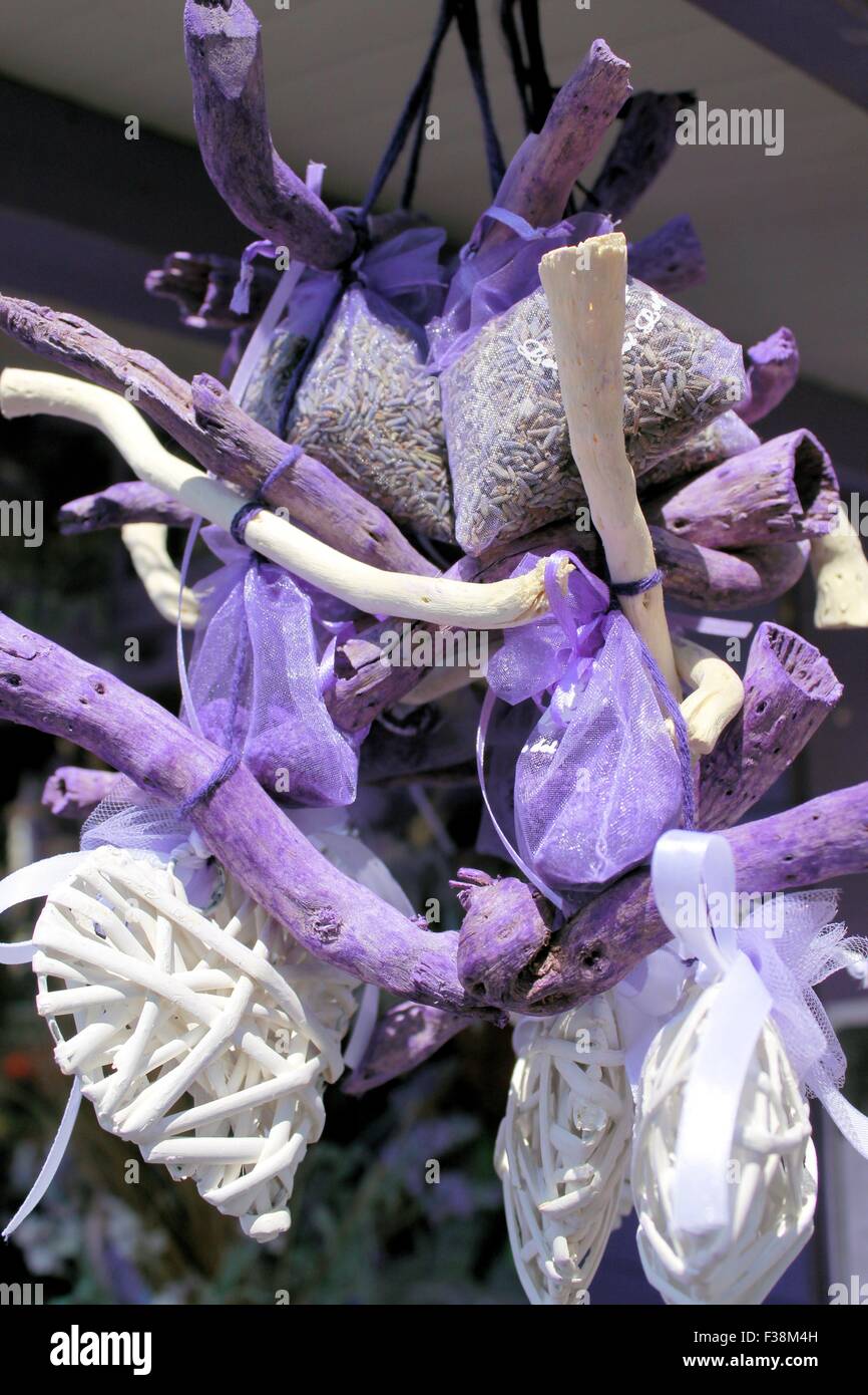 Close up of isolated bagged dried lavender blossom sacs used as moth  repellent in wardrobe for clothes protection, white background Stock Photo  - Alamy