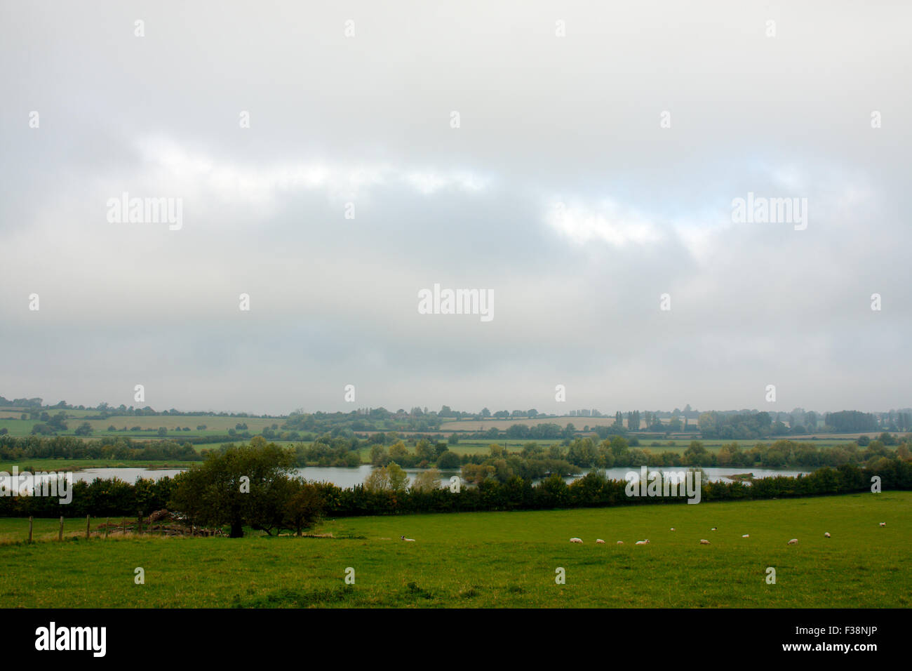 View over Croft Farm, Lake near Tewkesbury Stock Photo