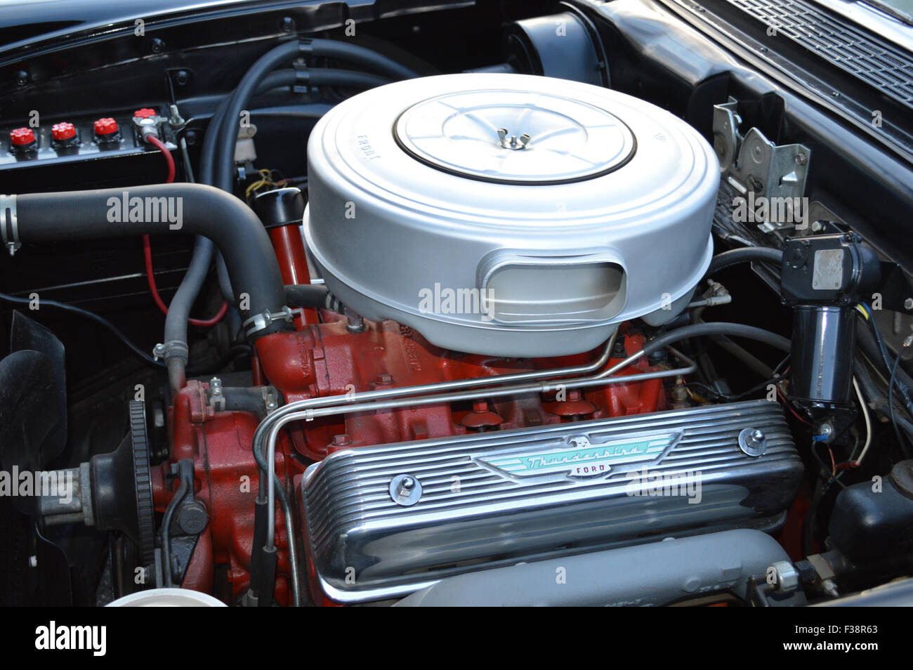 A 1957 Ford Fairlane 500 Thunderbird engine Stock Photo Alamy