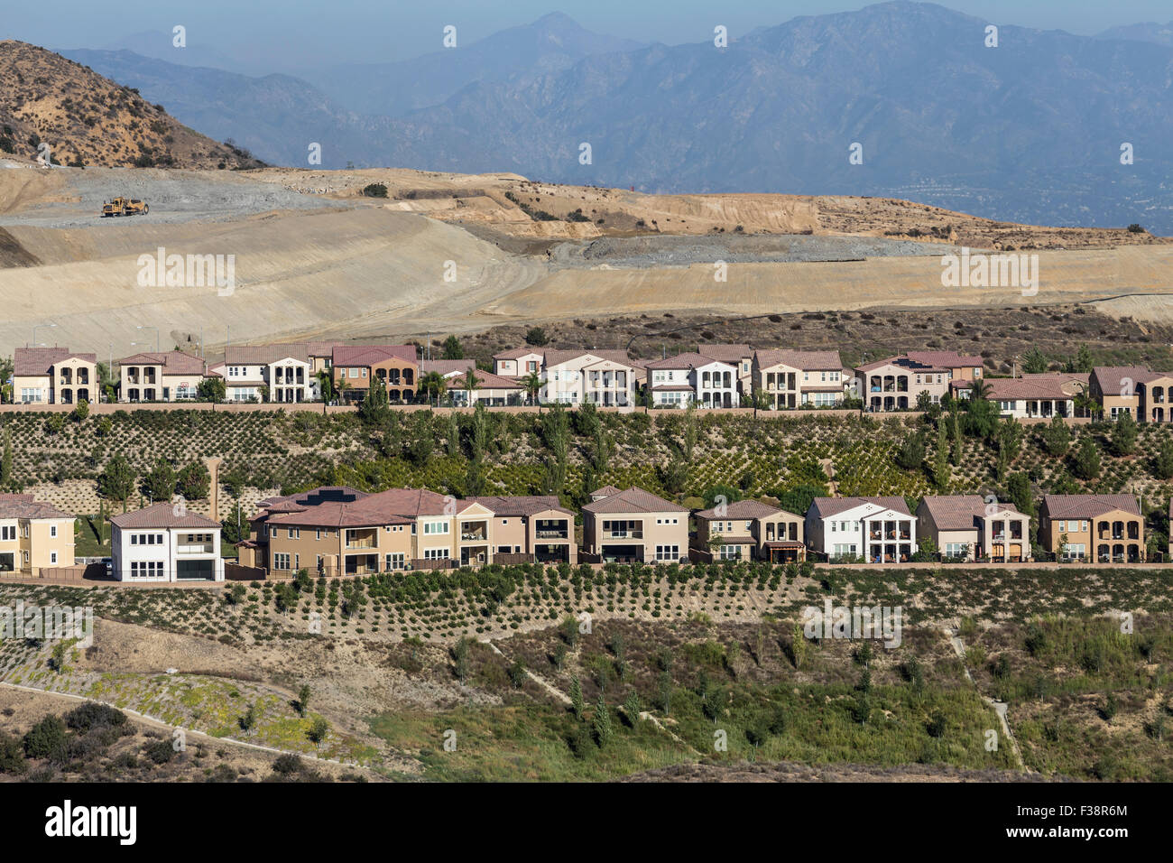 Hillside home construction in the Porter Ranch neighborhood of Los