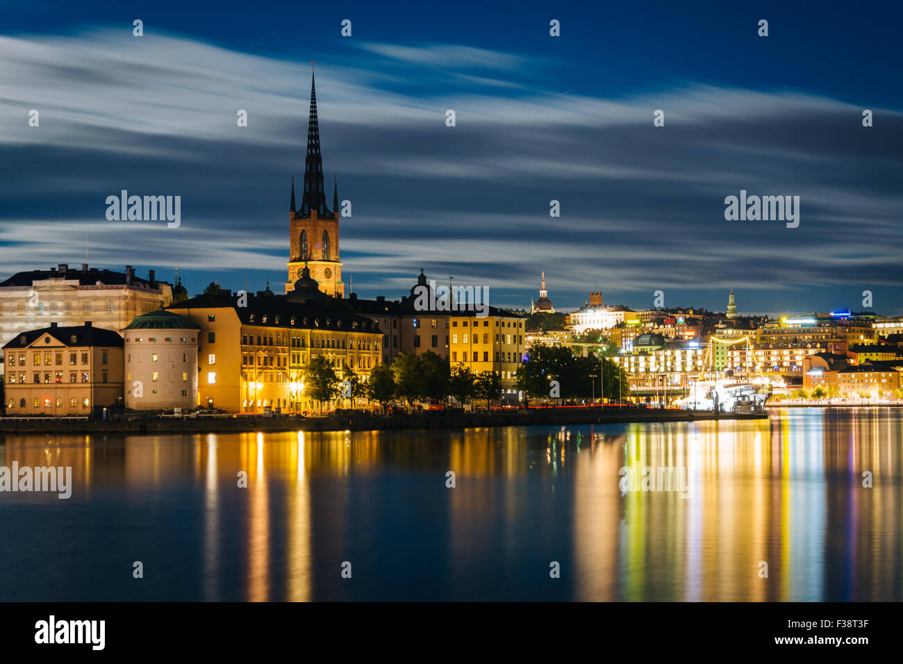 View of Galma Stan at night, in Stockholm, Sweden. Stock Photo