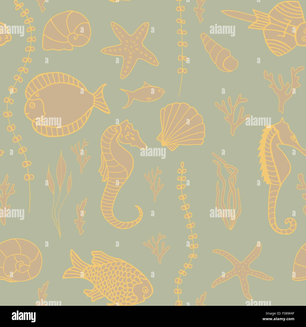 Seamless pattern with hand drawn fishes Stock Vector Image & Art - Alamy