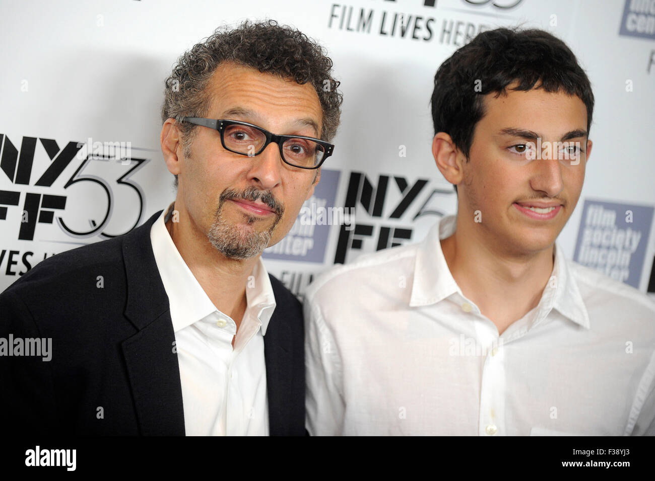 John Turturro with son Diego Z. Turturro at the 15th Anniversary Screening of 'O Brother, Where Art Thou? - A Mississippi-Odyssee' at the 53rd New York Film Festival in New York at the 29th of September 2015. Stock Photo