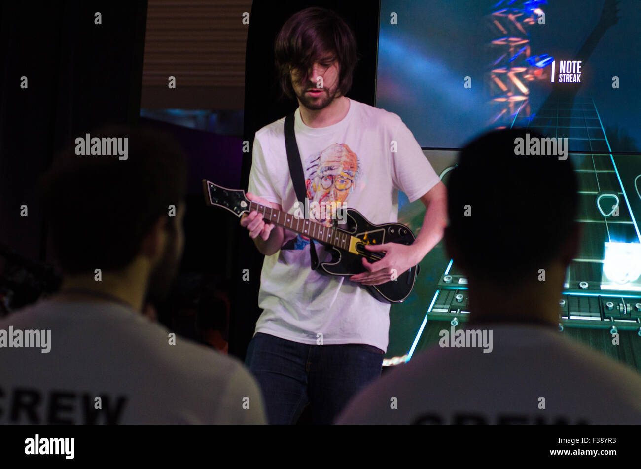 Sydney, Australia. 2nd October, 2015. Gamers play Guitar Hero Live at the 2015 EB Expo which took place at Syndey's Olympic Park Credit:  mjmediabox/Alamy Live News Stock Photo