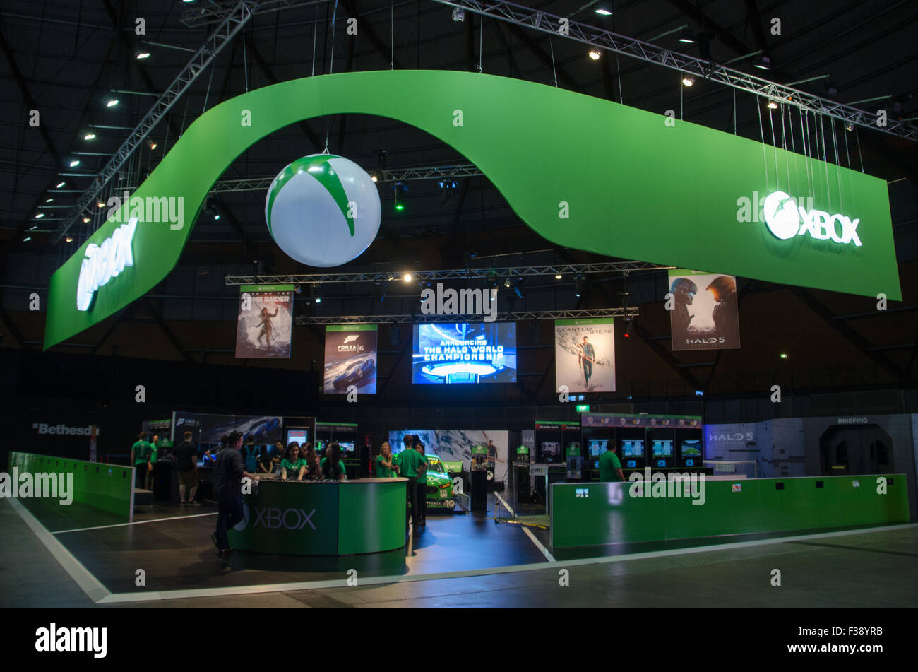 Sydney, Australia. 2nd October, 2015. Microsoft XBOX booth at the 2015 EB Expo which took place at Syndey's Olympic Park. Credit:  mjmediabox/Alamy Live News Stock Photo