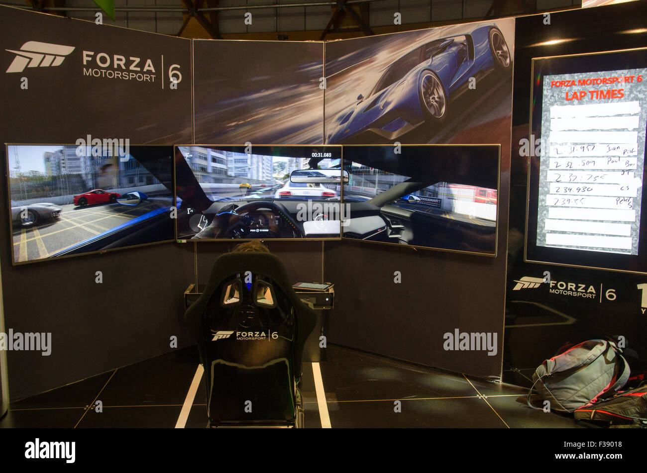Sydney, Australia. 2nd October, 2015. Forza Motorsport 6 playable at the 2015 EB Expo which took place at Syndey's Olympic Park. Credit:  mjmediabox/Alamy Live News Stock Photo
