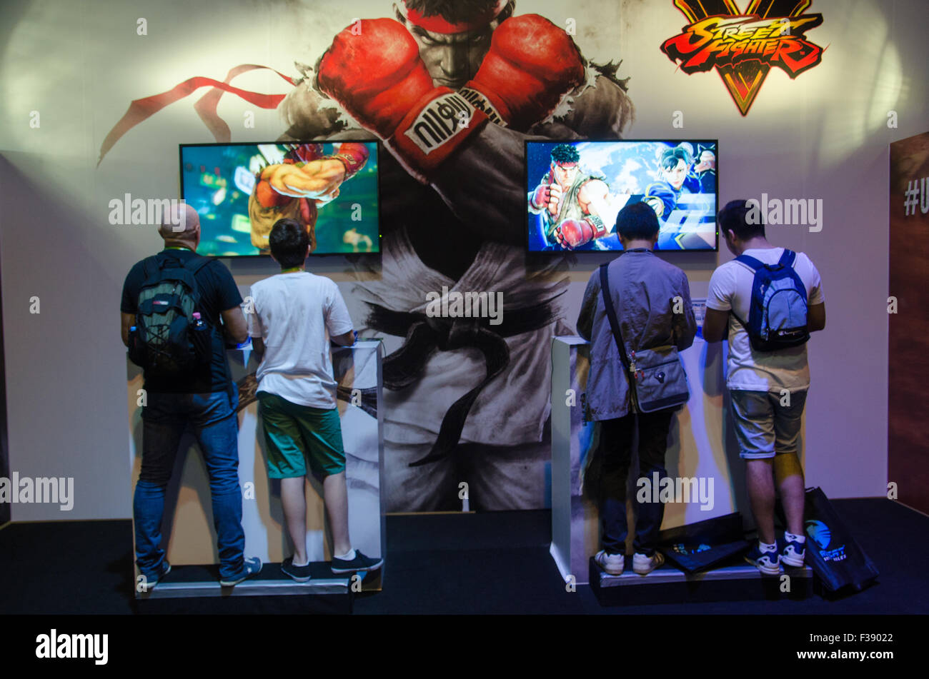 Sydney, Australia. 2nd October, 2015. Gamers had the oppurtunity to play Street Fighter V at the 2015 EB Expo which took place at Syndey's Olympic Park. Credit:  mjmediabox/Alamy Live News Stock Photo