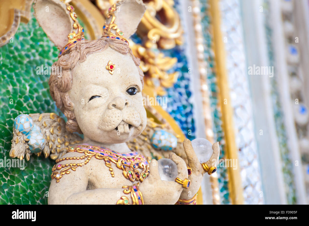 Strange rabbit sculpture at Wat Pariwat, Bangkok Stock Photo