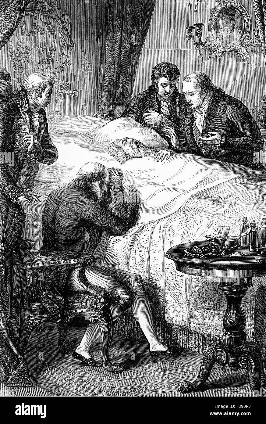 The death of King George III at Windsor Castle on 29 January 1820; he was later buried on 16 February in St. George's Chapel, Windsor Castle, England. Stock Photo