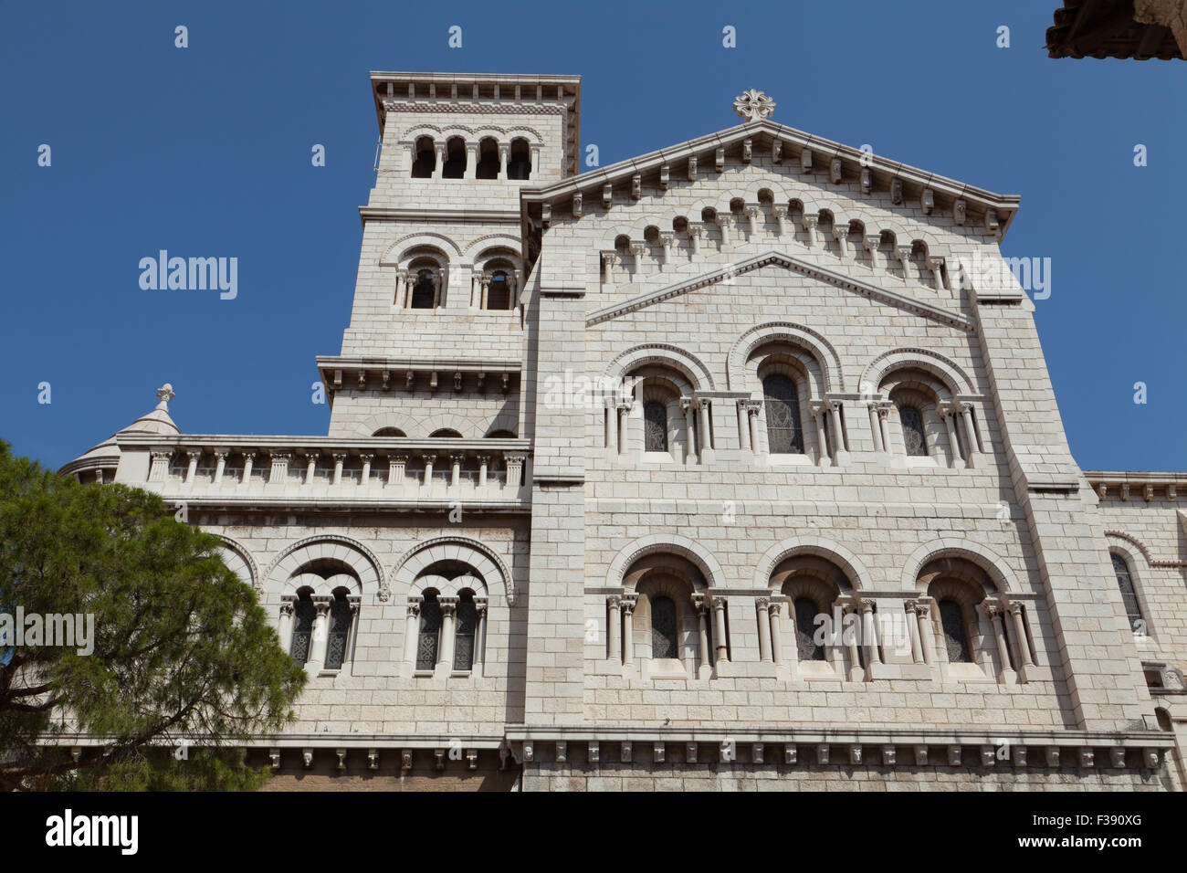 Cathedral of Our Lady of the Immaculate Conception (side view), Monaco-Ville, Monaco. Stock Photo