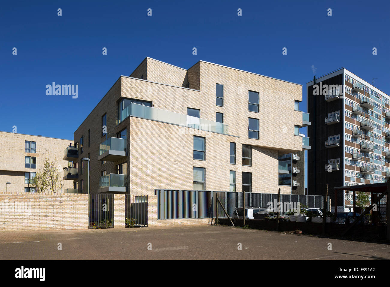 View of rear of housing scheme. Hicks Bolton Bond Housing Scheme