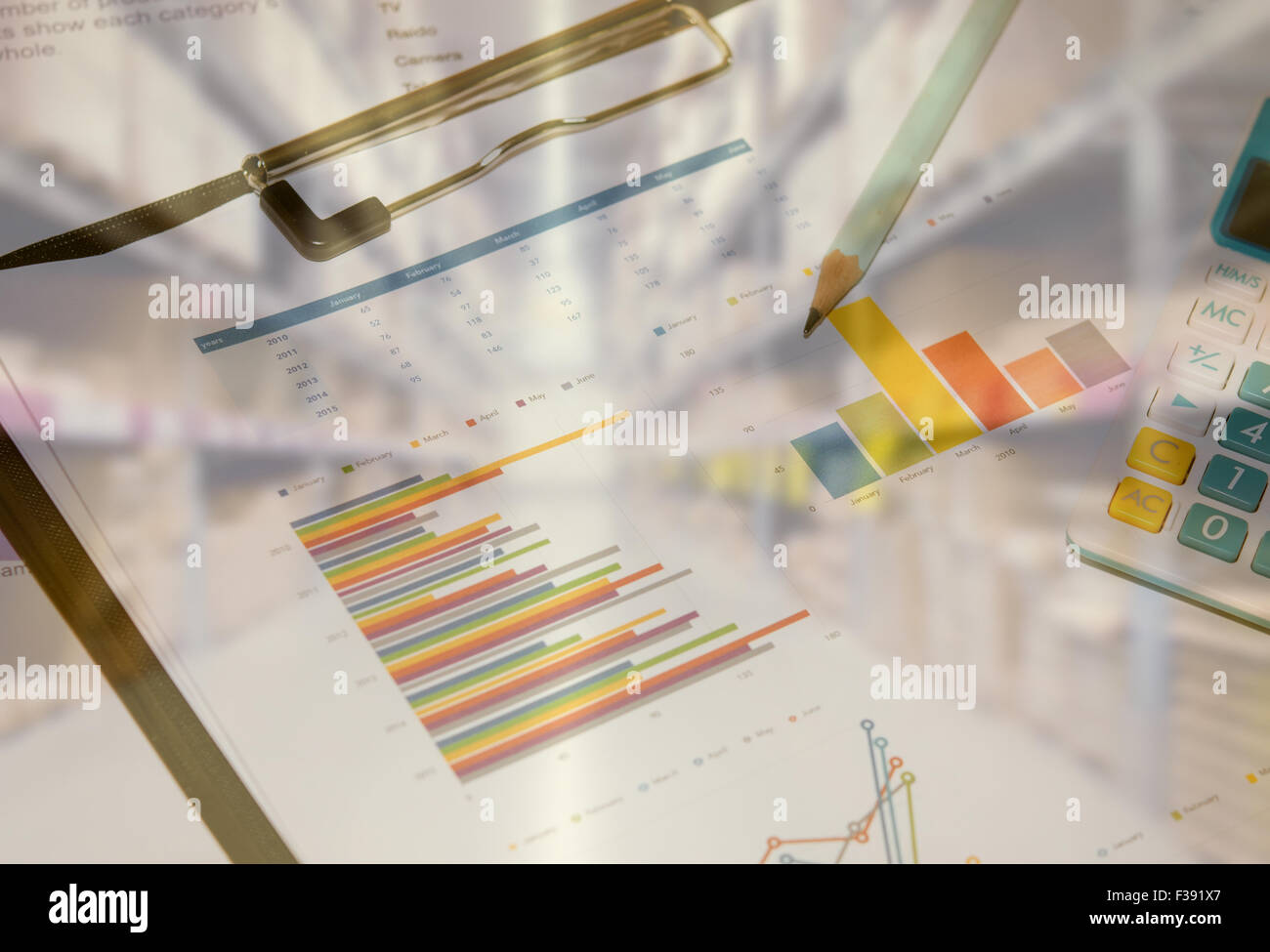 analyzing report, business performance concept.Blur storage background ...