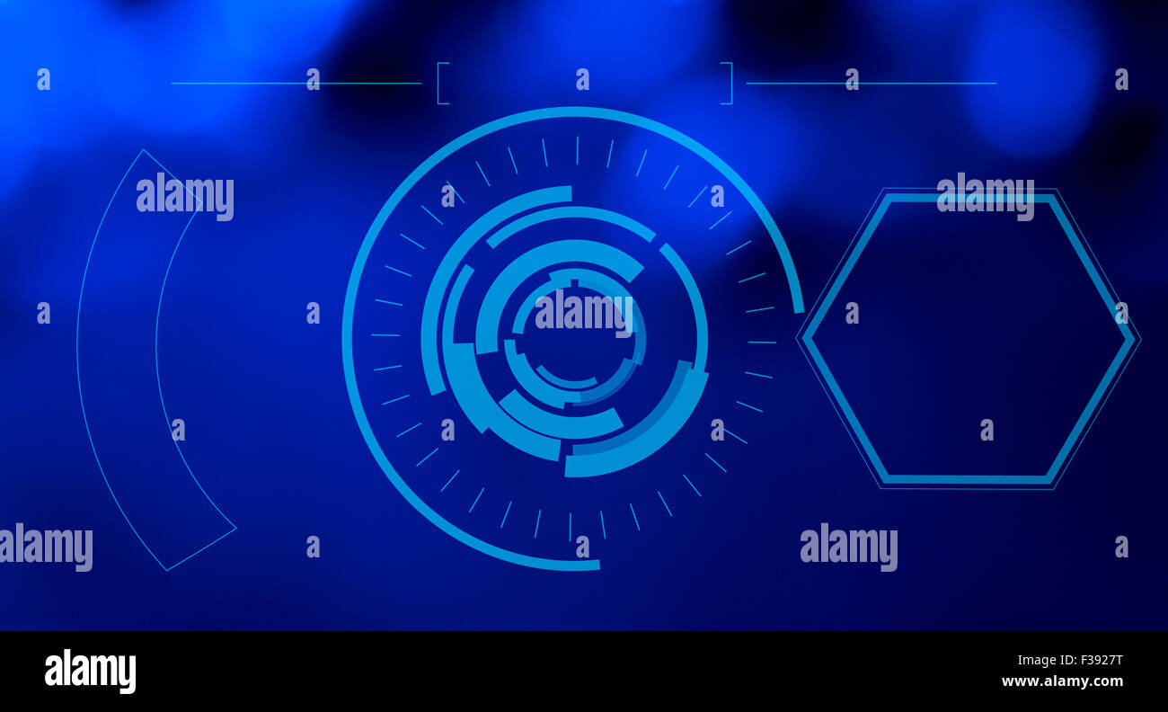 Hologram futuristic graphics, abstract dark blue background Stock Photo ...