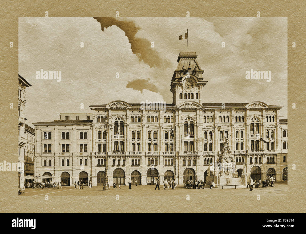 The town hall, Palazzo del Muniucipio at Piazza Unita d'Italia, Trieste, Friuli-Venezia Giulia, Italy, Europe Stock Photo