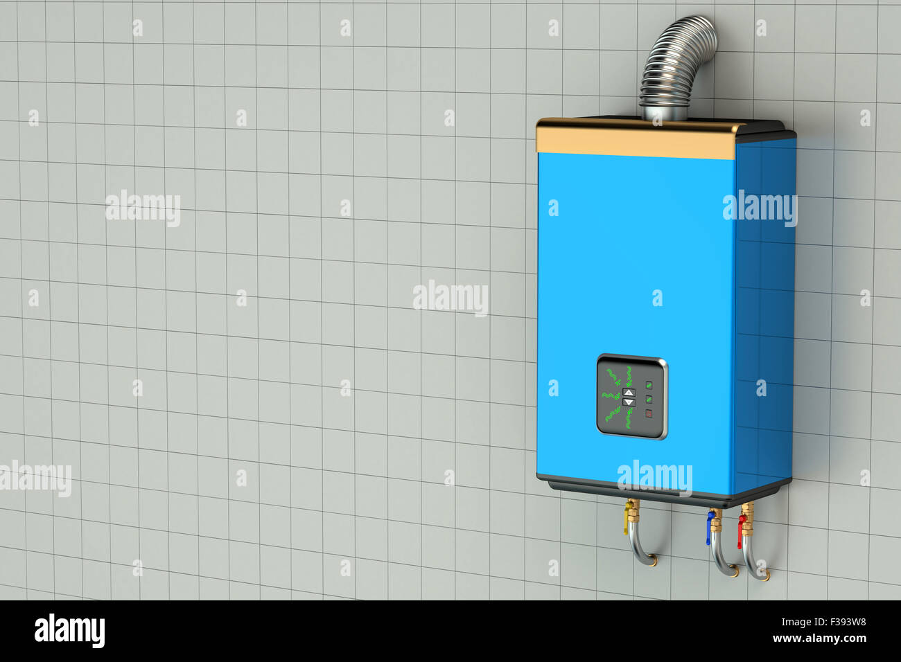 Blue home gas-fired boiler Stock Photo - Alamy