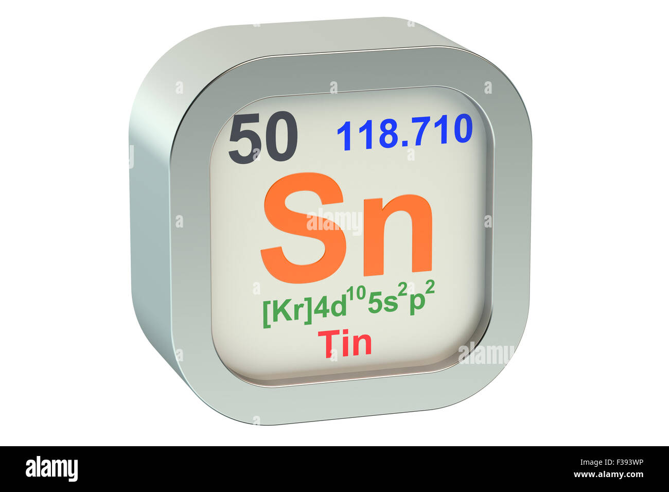 Tin element symbol  isolated on white background Stock Photo
