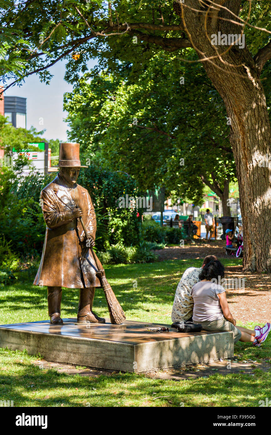 Statue of Charles Wicker in Wicker Park August 2, 2015 in Chicago, Illinois, USA. Stock Photo