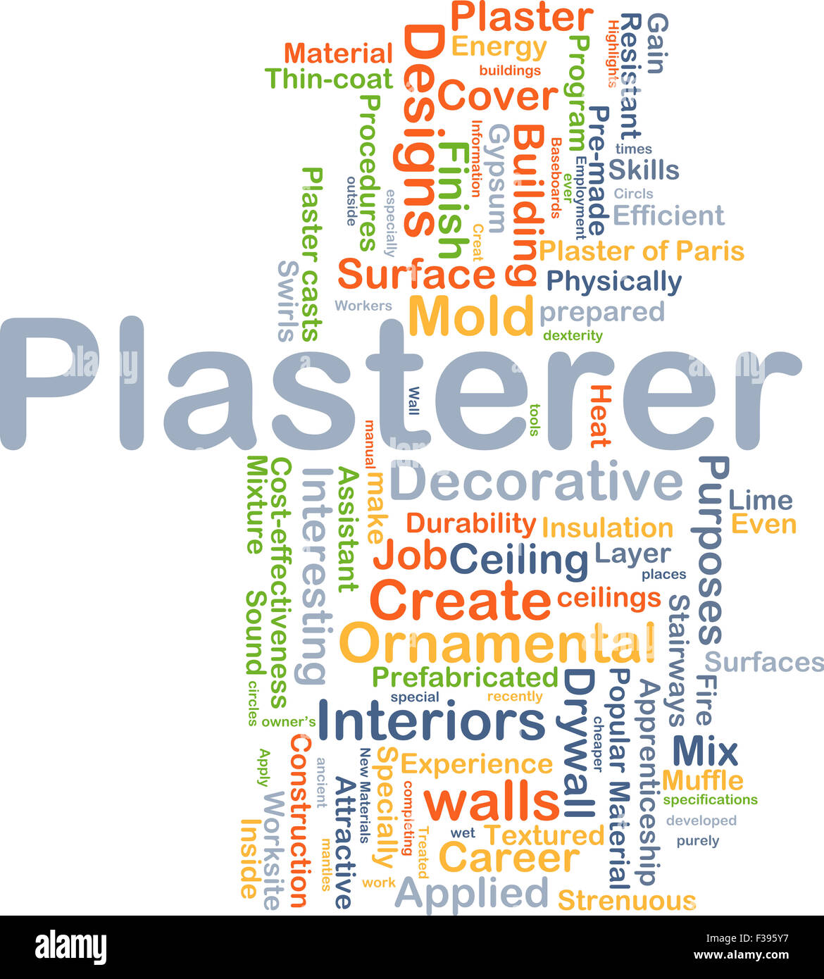 Background concept wordcloud illustration of plasterer Stock Photo