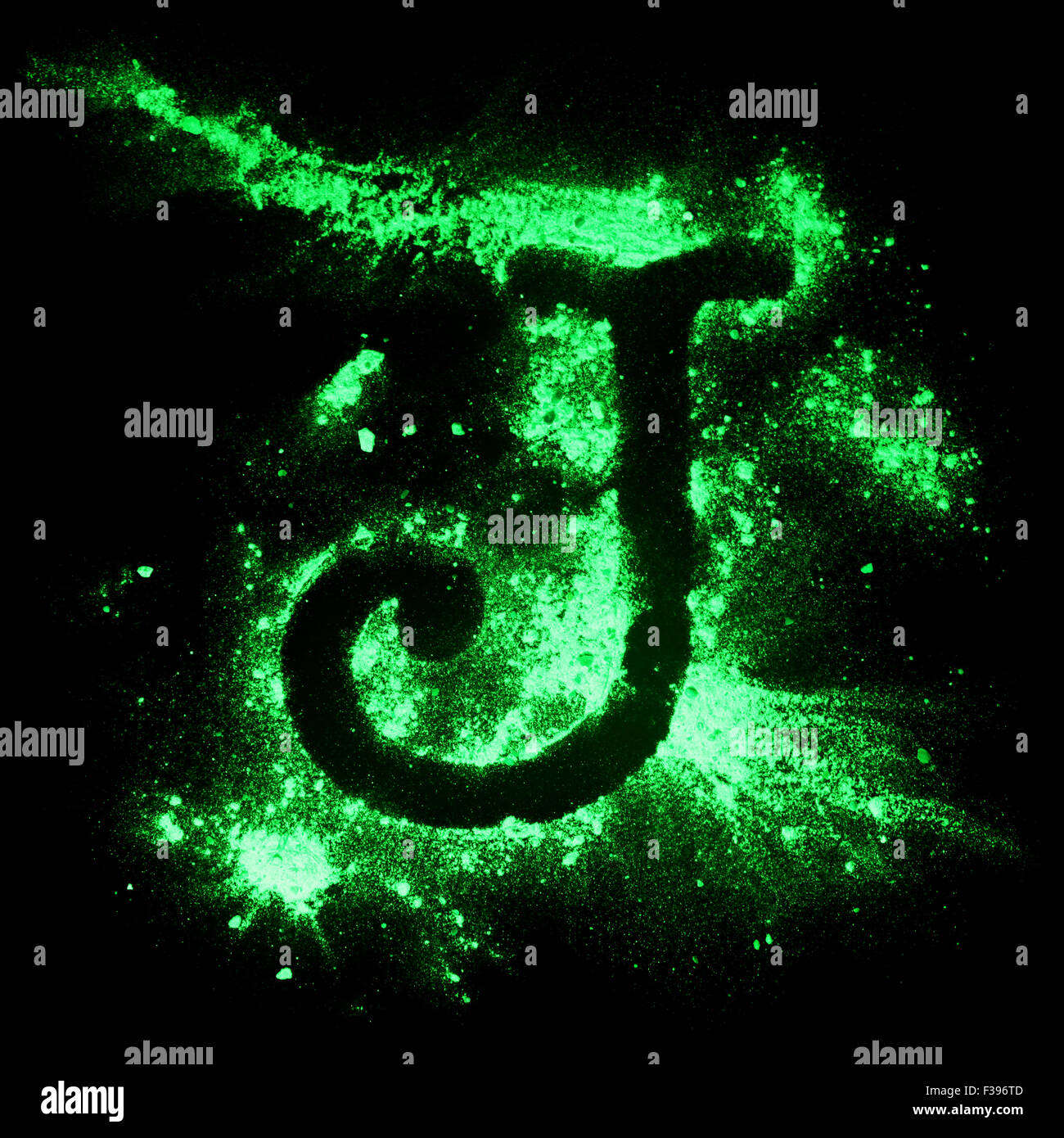 Glow in the dark grunge alphabet Stock Photo