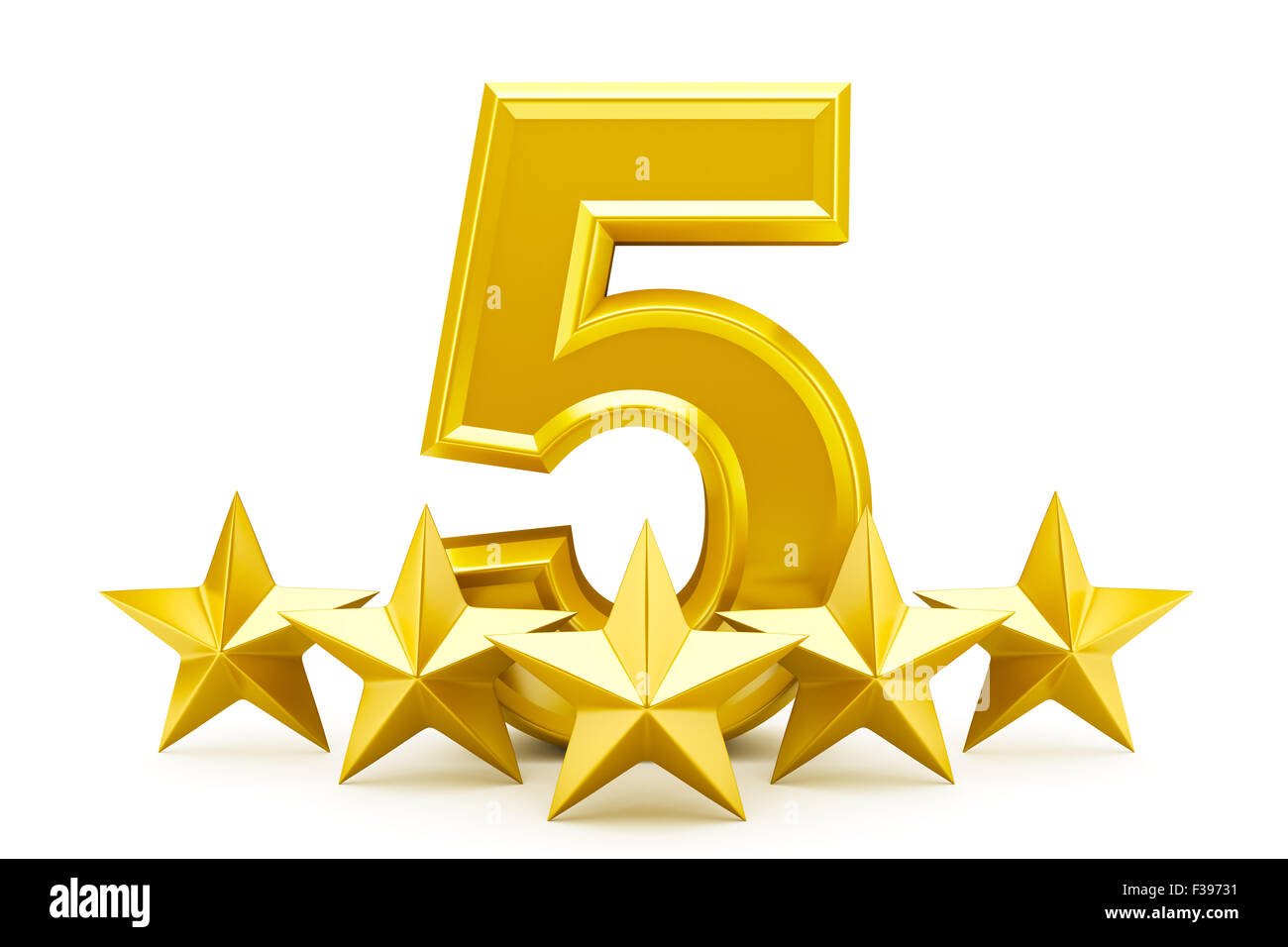 Five star rating - shiny golden stars Stock Photo