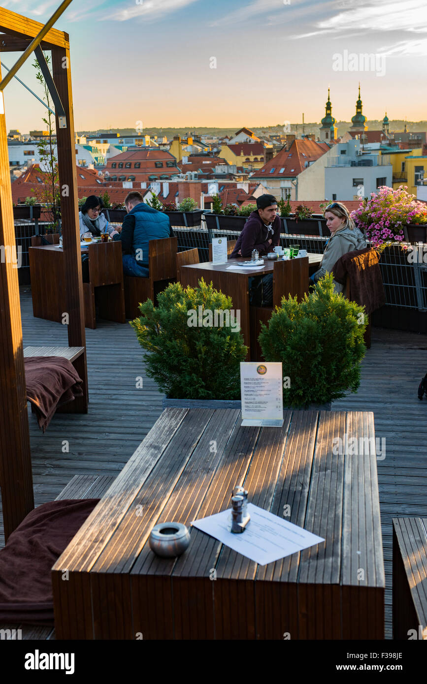 T-ANKER restaurant on the roof OD Kotva with absolutely stunning views of  the old town of Prague, Czech Republic Stock Photo - Alamy