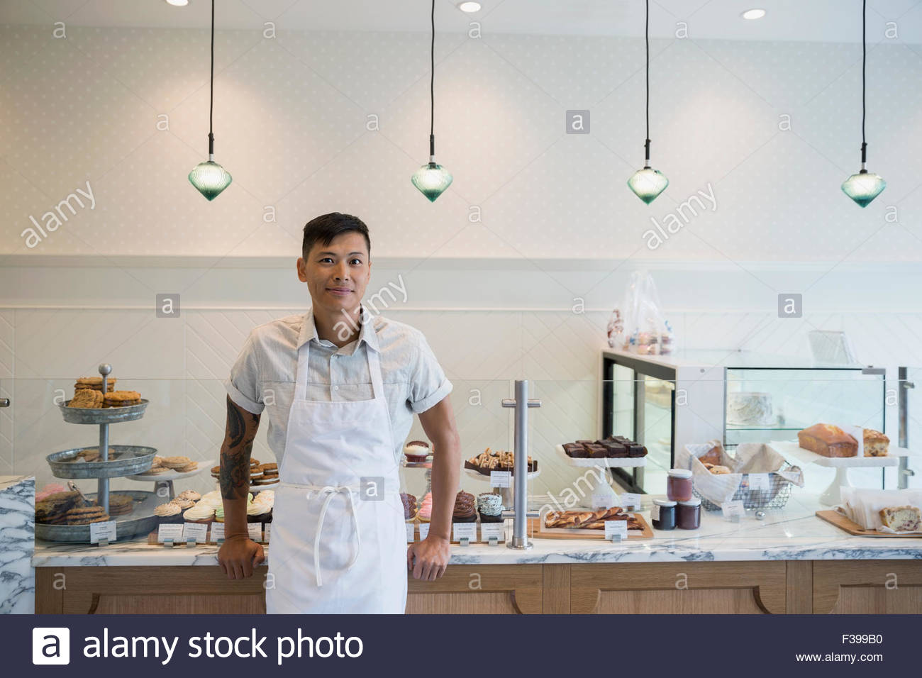Portrait confident bakery business owner Stock Photo