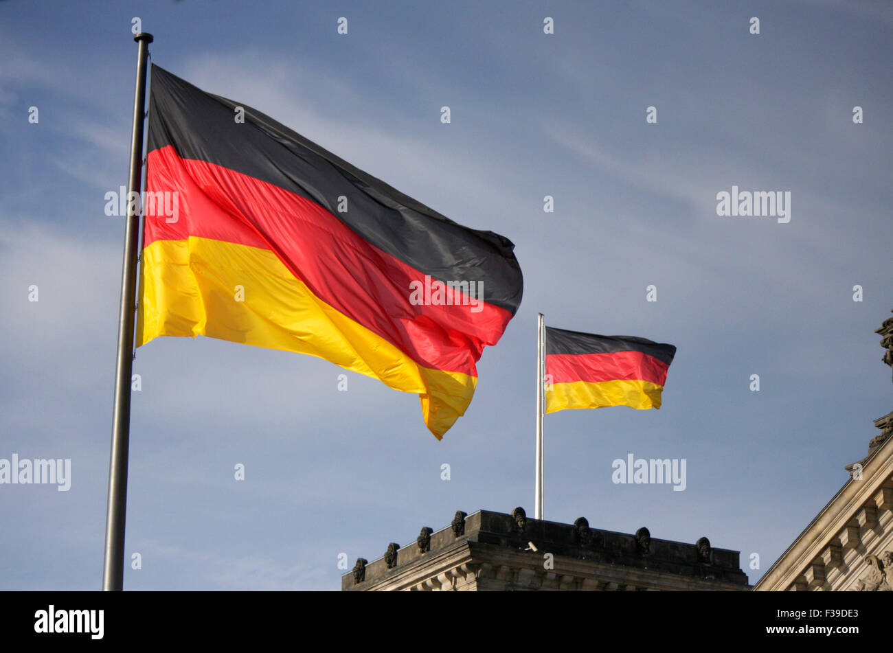 Deutschlandfahne vor Reichstag. Juni 2014, Berlin. Stock Photo