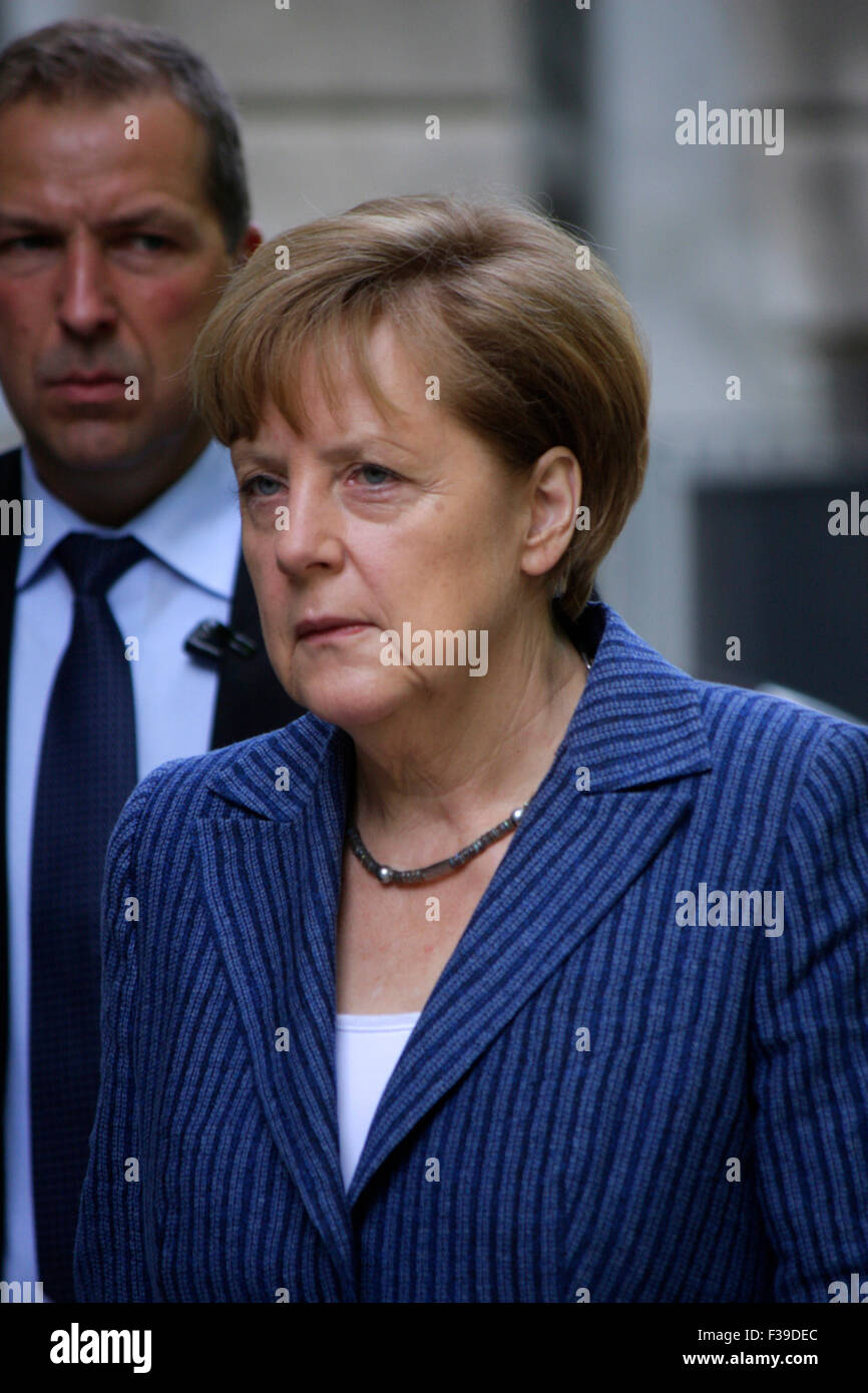 BKin Angela Merkel - Stimmabgabe der Bundeskanzlerin bei den Europawahlen, 25. Mai 2014, Berlin . Stock Photo