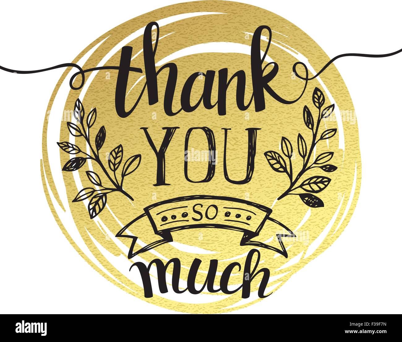 Thank you hand lettering on splash golden textured background. Vector ...