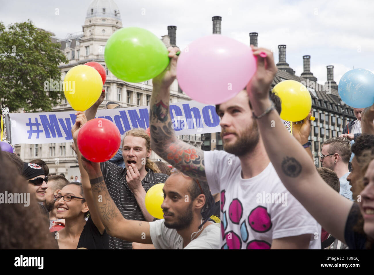 Protesters gather in Parliament Square for a mass inhalation of nitrous