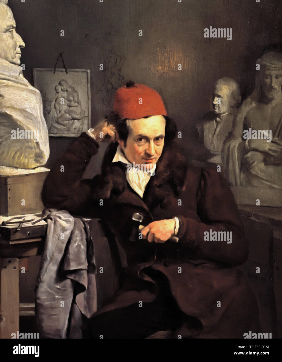 Portrait of Louis Royer (1793-1868), sculptor 1830 Charles Van Beveren (1809–1850) Dutch Netherlands Stock Photo